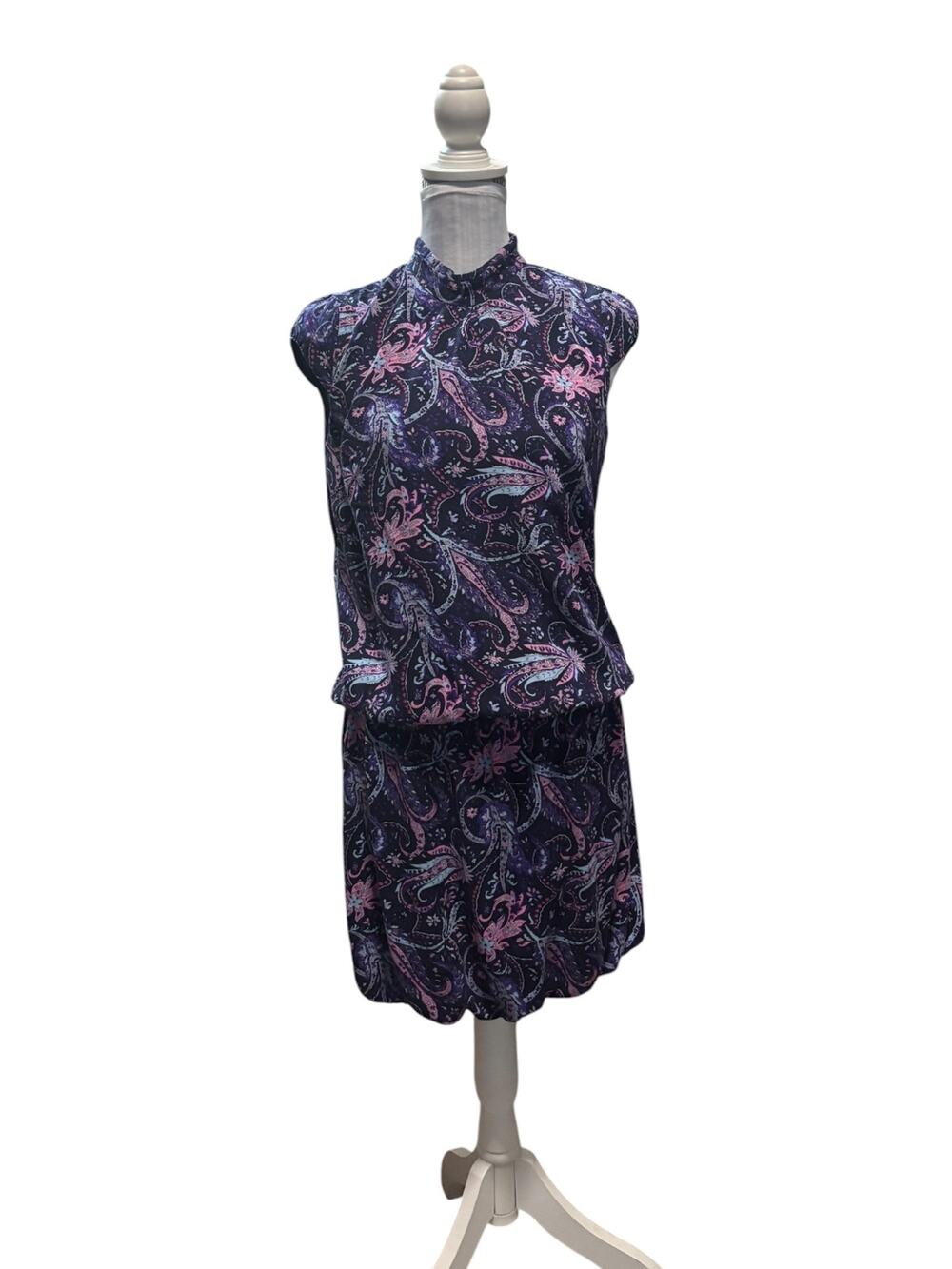 RESERVED Black & Purple Paisley Dress Size 38 EUR/8 US